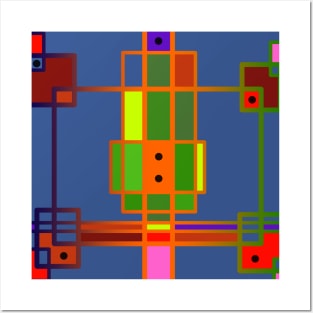 Colorful Abstract Geometric Shape Pattern ("Walled Garden") Posters and Art